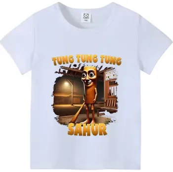 Italian Brainrot Dětské tričko s motivem „Italian Brainrot“ - bílé Motiv: Tung Tung Tung Sahur (SHJ19), Velikost: 100