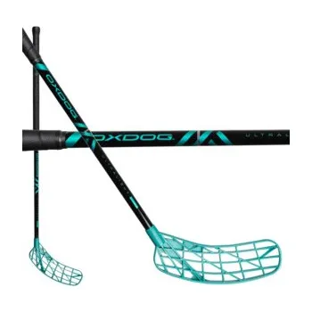 Florbal Oxdog ULTRALIGHT HES 31 TQ ROUND MB Florbalová hůl černá / tyrkysová, Pravá (pravá ruka dole), 92cm (=102cm)