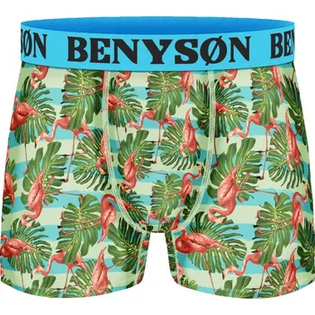 Pánské spodní prádlo Pánské boxerky Zvířátka a Ovoce Benyson 7121 Barva: modrá plameňáci, Velikost: S/M