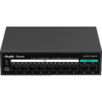 Příslušenství pro kamerový systém Reyee RG-ES110FG-P, 8-Port 10/100 Mbps with 2-Port Gigabit Unmanaged PoE Switch
