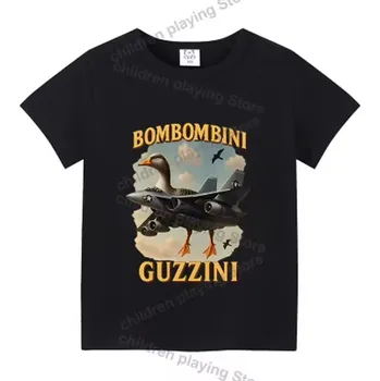 Italian Brainrot Dětské tričko s motivem „Italian Brainrot“ - černé Motiv: Bombombini Guzzini (SHJ33), Velikost: 140