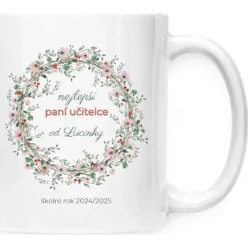 Hrnek malý bílý s potiskem Nejlepší paní učitelce se jménem dítěte2