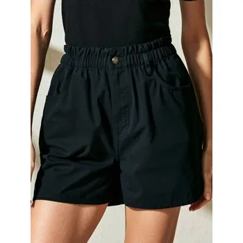 Dámské kraťasy Sinsay - Džínové paperbag šortky - černá - 706DB-99J - 706DB-99J-32