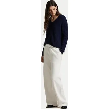 Dámské kalhoty Polo Ralph Lauren Teplákové kalhoty 211977959003 Bílá Wide Leg XL