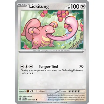 Sběratelská karetní hra Lickitung MEW 108/165 - reverse holo