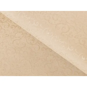 Teflonová látka na ubrusy TF-092 Ornamenty - béžová light - šířka 160 cm