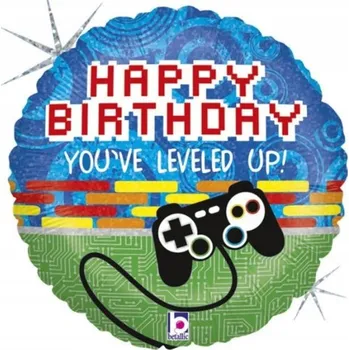 Party dekorace Fóliový balonek Happy Birthday Game Level – 45 x 45 cm