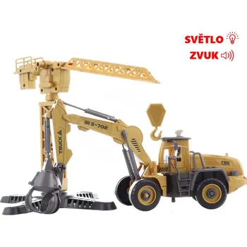 autíčko Šroubovací bagr s jeřábem se světelnými a zvukovými efekty
