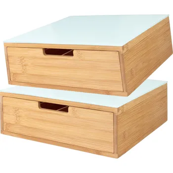 LIVARNO home Sada boxů se zásuvkou s přihrádkami, bílá, 2dílná