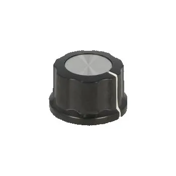 Knoflík Knoflík s límcem bakelit Pr.hříd 6,35mm Ø24x16mm stříbrná