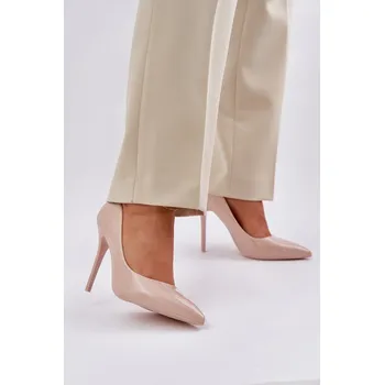 Dámské lodičky Lakované Lodičky S Špičatými Špičkami Vizana Barva: Béžová, Velikost: 41
