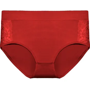 Kalhotky FINE WOMAN Dámské kalhotky s krajkou v bocích 9025 Barva: červená, Velikost: M/L