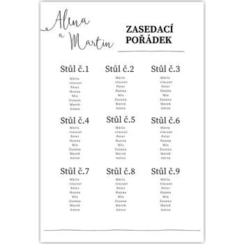 Party nádobí Personal Zasedací pořádek - Classic