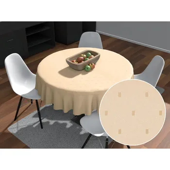 ubrus Teflonový kulatý ubrus TF-085 Obdélníčky na béžovém Ø 40 cm