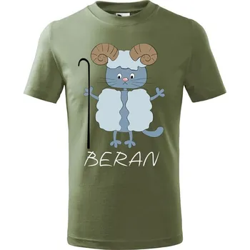 DOBRÝ TRIKO Dětské tričko Zvěrokruh kočka Beran Velikost: 158/12 let, Barva: Khaki