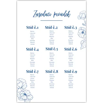 Party nádobí Personal Zasedací pořádek - Modrotisk