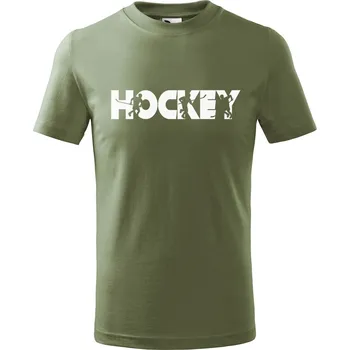 Dětská móda DOBRÝ TRIKO Dětské tričko s potiskem Hockey Velikost: 158/12 let, Barva: Khaki
