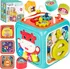 Hračka pro nejmenší Woopie Montessori interaktivní vzdělávací senzorická kostka 6v1