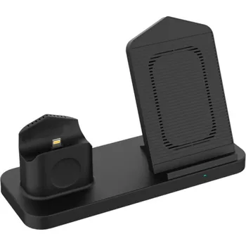 3v1 bezdrátový nabíjecí stojánek pro iPhone / Apple Watch s Lightning konektorem pro AirPods - 10W - černý