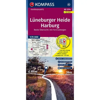 KOMPASS Fahrradkarte 3314 Lüneburger Heide, Harburg 1:70.000
