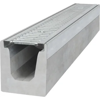 Odvodňovací betonový žlab BIELBET A15 s pozinkovanou mříží 1000 x 145 x 160 mm