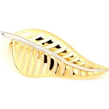 Brož Zlatá brož ve tvaru listu ZLRB003F + dárek zdarma