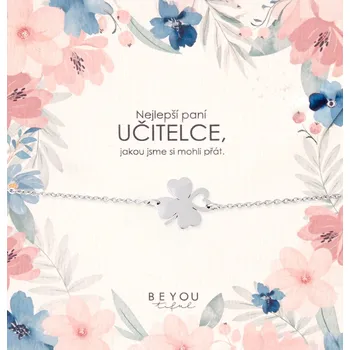 Náramek Dárková karta pro Paní učitelku a náramek čtyřlístek