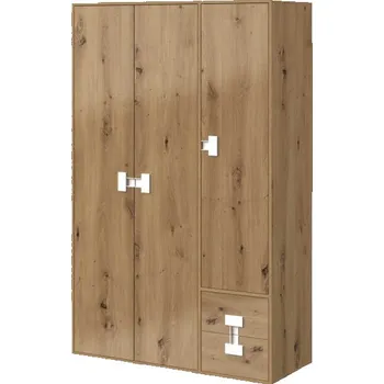 Šatní skříň Domel Šatní skříň 120 Index 04 Barevné provedení dveří: Bílý lesk, Úchyty Domel: Černé