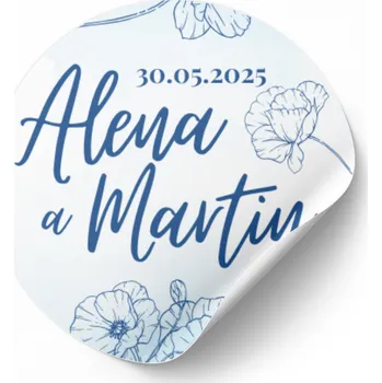 Party nádobí Personal Nálepka - Modrotisk Zvolte množství: od 30 do 60 ks