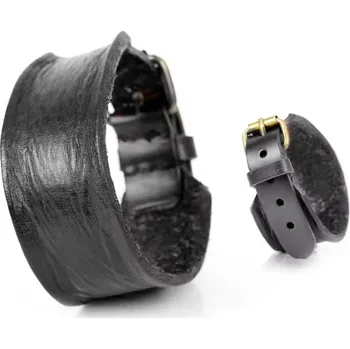 Náramek B-TOP Široký černý náramek z kůže Courage