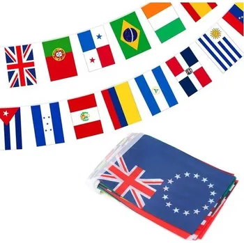 Markýza JijAcraft Řetěz s vlajkami 50 girland s vlajkami zemí a světovými vlajkami 14 * 21 cm, dekorace pro
