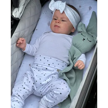 Rostoucí tepláčky baggy - bílé s černým puntíkem Velikost: 80