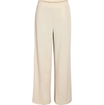 Dámské kalhoty Plátěné kalhoty z Noisy May - Široké, elastické kalhoty NMBOB JRS NOOS s vysokým pásem - Ženy - béžová