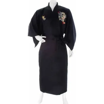 Pánský župan Japonské pánské kimono Black Dragon vyšívané dlouhé