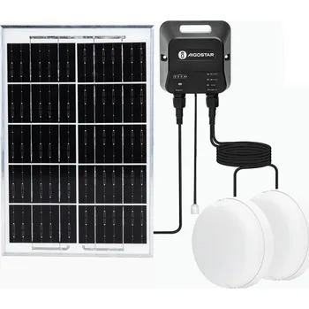 Venkovní osvětlení Aigostar - LED Solární svítidlo 2xLED/35W/12V 6000 mAh 6500K pr. 16,8 cm