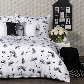 Povlečení 4Home Bavlněné povlečení Dandelion, 160 x 200 cm, 70 x 80 cm, bílá + černá