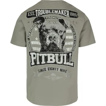 Pánské tričko PitBull West Coast - pánské triko TROUBLEMAKER šedozelené Barva: světle šedá, Vel: L