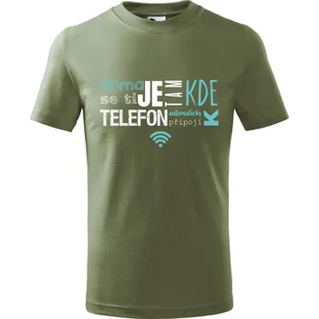 Dětská móda DOBRÝ TRIKO Dětské tričko s potiskem Wifi Velikost: 158/12 let, Barva: Khaki