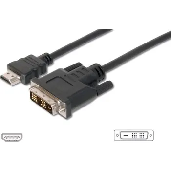 Video redukce Digitus HDMI/A na DVI připojovací kabel, 2x stíněný, 2M , černý AK-330300-020-S