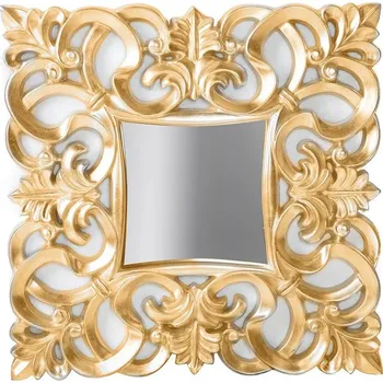 Zrcadlo Stylové antické čtvercové nástěnné závěsné zrcadlo Venice se zlatým ornamentálním rámem 75 cm