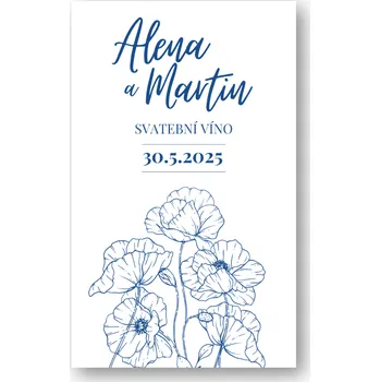 Party nádobí Personal Etiketa na láhev - Modrotisk Zvolte množství: od 15 ks do 30 ks