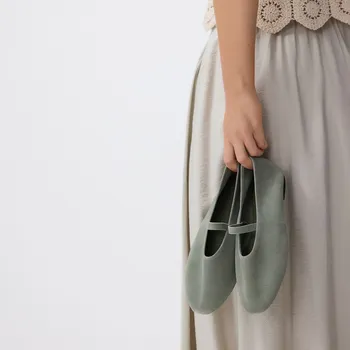 Dámská obuv Reserved - Semišové baleríny - pudrově zelená - 489CP-97X - 489CP-97X-40