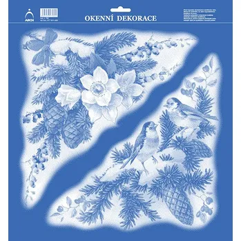 Okenní dekorace Rohové ornamenty květy a ptáčci - levé 851