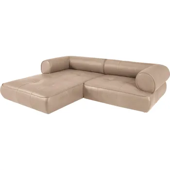 Pohovka Maison Heritage Tmavě béžová kožená rohová pohovka Lily 261 cm, levá