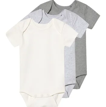 Kojenecký body lupilu® Dětské body s BIO bavlnou, 3 kusy (bílá/šedá, 50/56)