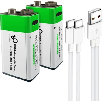 Článková baterie Smartoools 9V dobíjecí baterie Smartools, USB-C dobíjení, kapacita 650mAh, Li-Ion, 1200 cyklů, 2 kusy v balení 661352