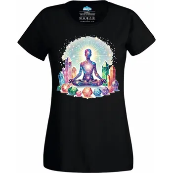 Dámské tričko Čakrová Energie z Krystalů (Velikost: 4XL, Barva: Černá)