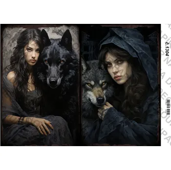 Výtvarný papír Rýžový a soft papír na decoupage - Vlk tajemno - KB01304 Materiál: Rýžový papír, Rozměr: A4