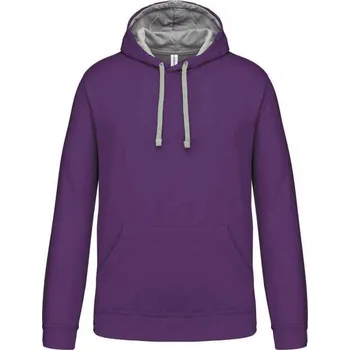 Pánská mikina Kariban Men's Contrast Hooded Sweatshirt mikina, fialová (Purple)