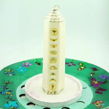 Svíčka Přírodní rituální svíce - bílá - pro čistotu a ochranu s fázemi měsíce